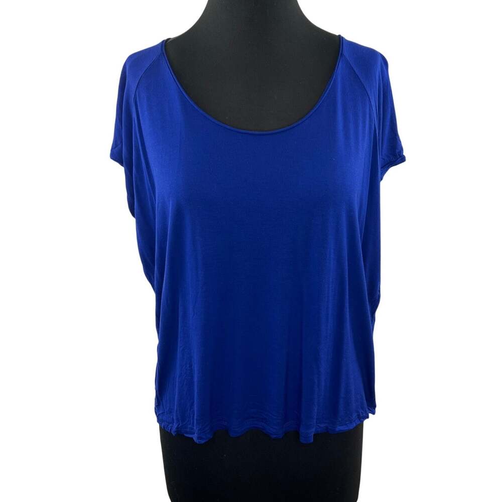 MADEWELL Blue Top Viscose Short Sleeve Blouse Career Top Size S Small